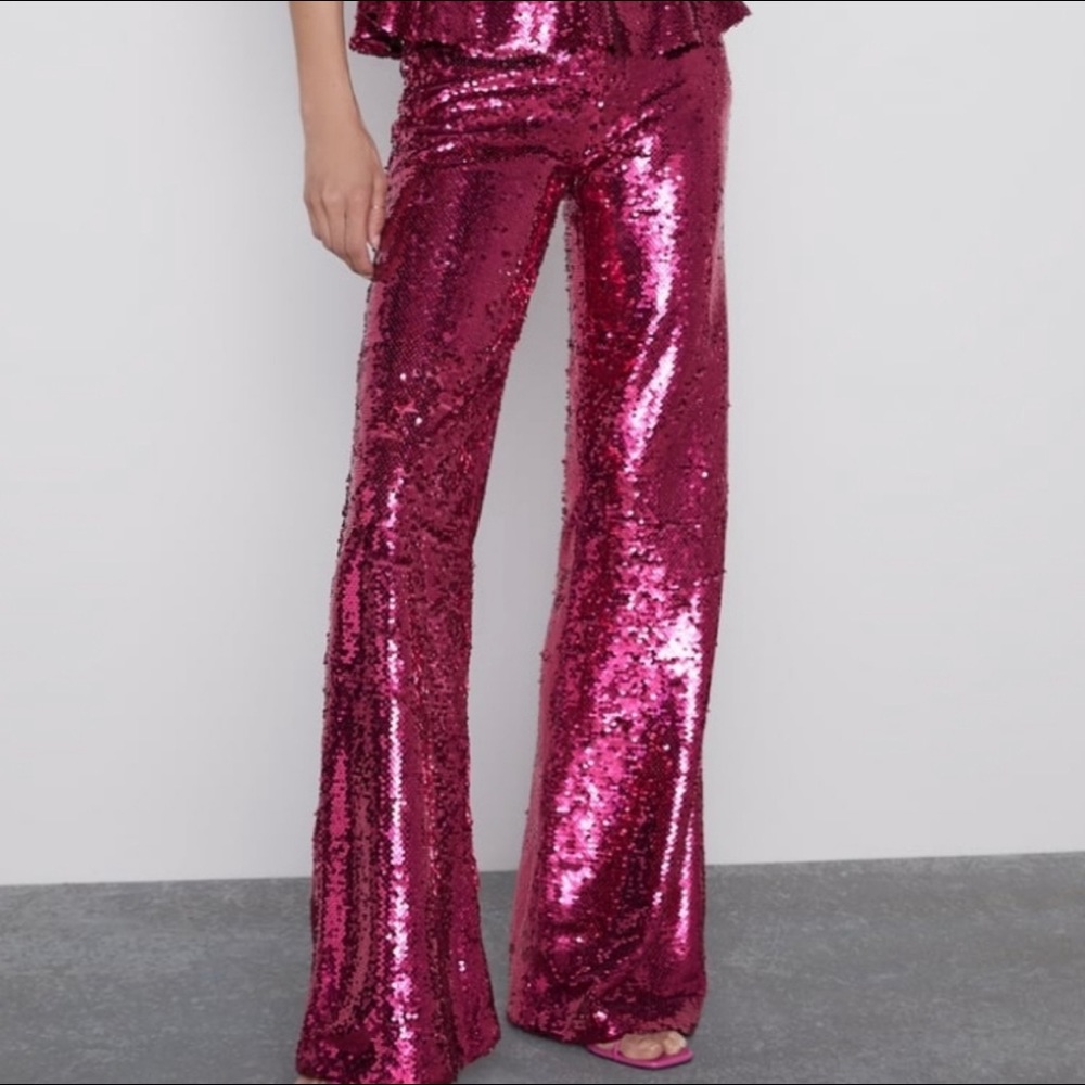 Pink ZARA sequin pants